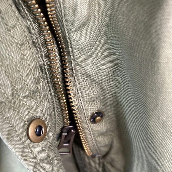 GAP Olive Green Canvas Long Field Utility Jacket Drawstring Zip Snap Army S - Picture 7 of 14